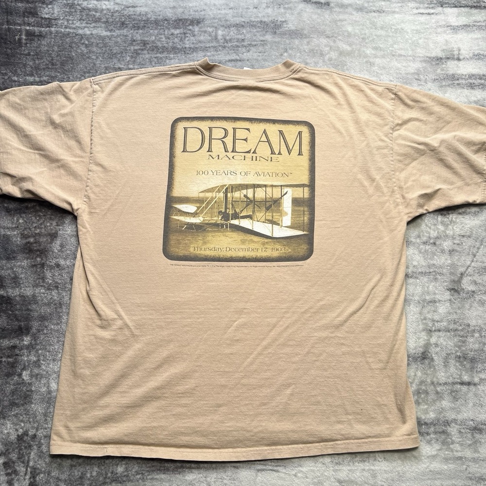 Vintage Y2K Dream Machine 100 Years Of Aviation Wright Brothers T Shirt Size 2XL